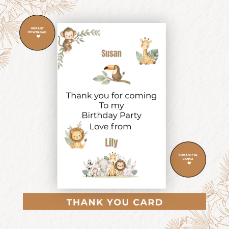 Jungle Theme Birthday Party Pack – Editable Canva Digital Download