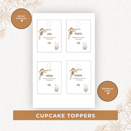 Jungle Theme Birthday Party Pack – Editable Canva Digital Download