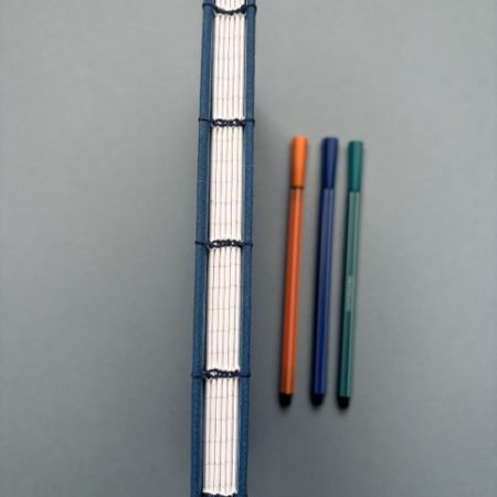 A5 Coptic stitch blue notebook | 48 pages | Lined paper | Write on notepad design| Elastic closure | Handstitched