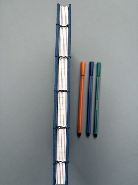 A5 Coptic stitch blue notebook | 48 pages | Lined paper | Write on notepad design| Elastic closure | Handstitched