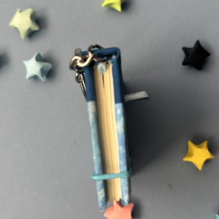 Handmade Notebook Keyring | 48 pages | Blue sea cover | Blue book cloth spine | Plain notebook