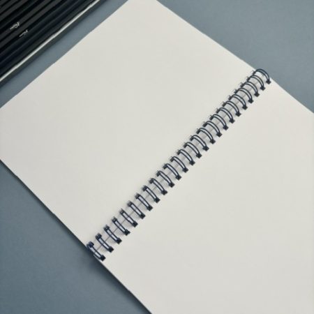 Wire bound plain unlined notebook | 70 pages | A5 | Softcover | Cream | Sketches design