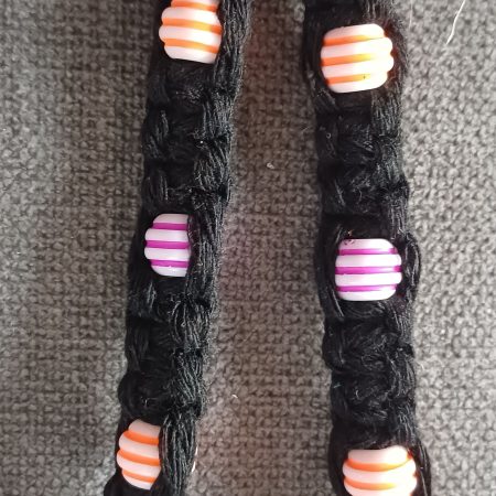Black Square Knot Macrame Beaded Wristlet