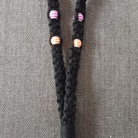 Black Square Knot Macrame Beaded Wristlet