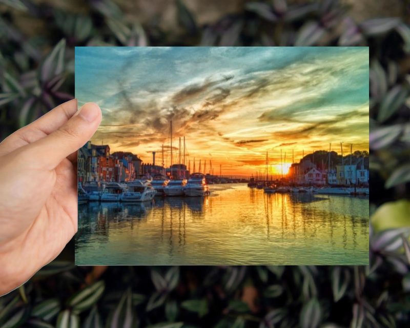 Pack of 2 Blank Greeting Cards Weymouth Harbour Dorset