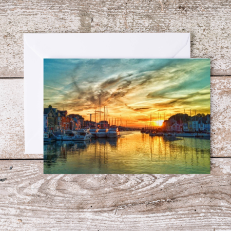 Pack of 2 Blank Greeting Cards Weymouth Harbour Dorset