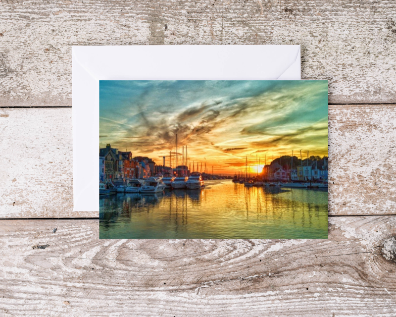 Pack of 2 Blank Greeting Cards Weymouth Harbour Dorset