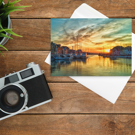 Pack of 2 Blank Greeting Cards Weymouth Harbour Dorset