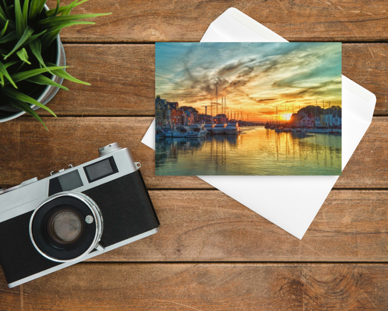 Pack of 2 Blank Greeting Cards Weymouth Harbour Dorset