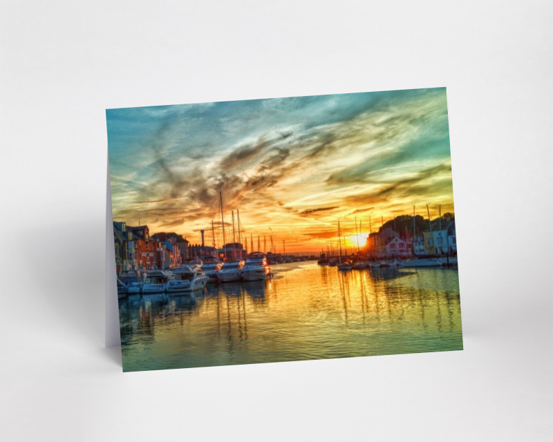 Pack of 2 Blank Greeting Cards Weymouth Harbour Dorset