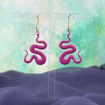 Snake Earrings| burgundy resin earrings| mythical creatures