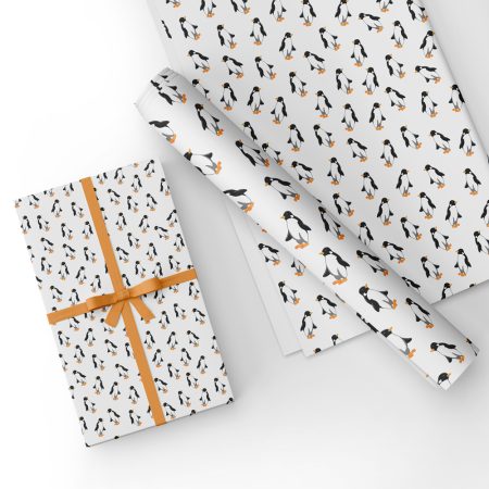 Penguins Design Gift Wrap in White