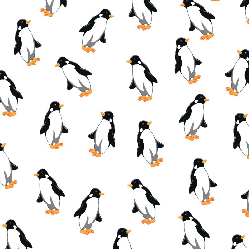 Penguins Design Gift Wrap in White