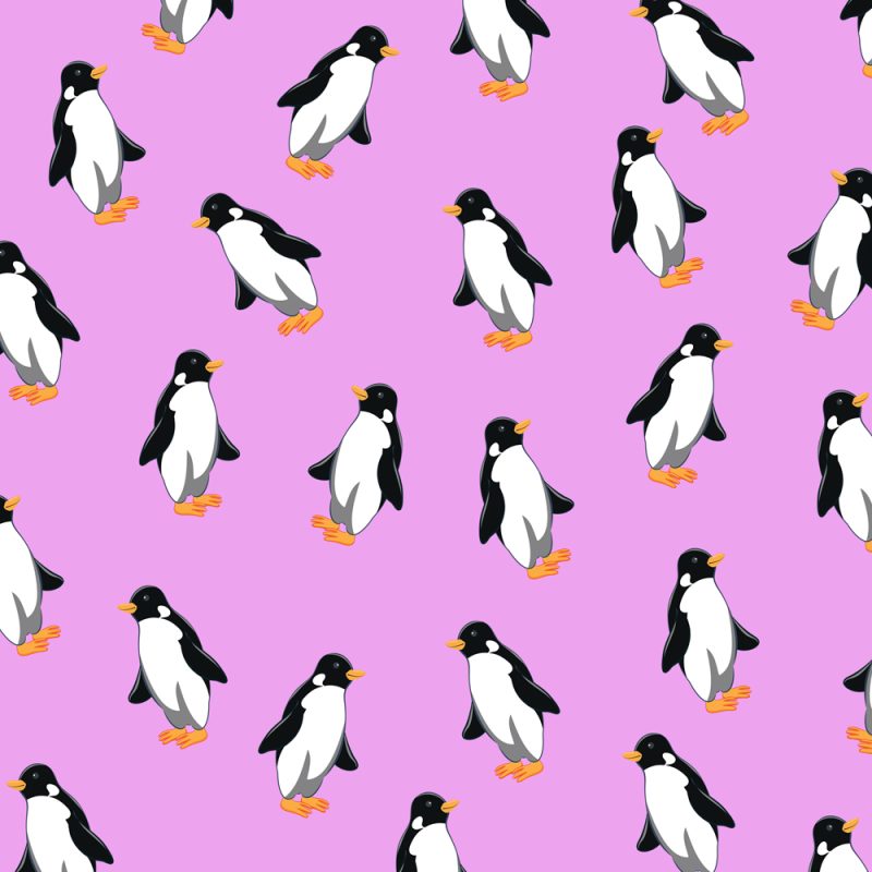 Penguins Design Gift Wrap in Pink