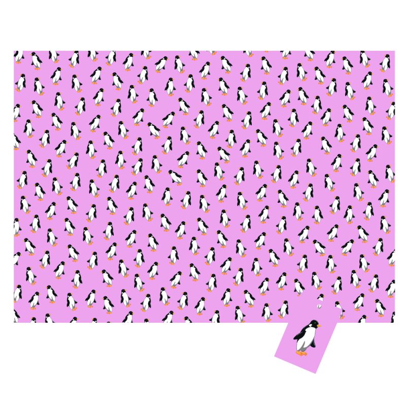 Penguins Design Gift Wrap in Pink