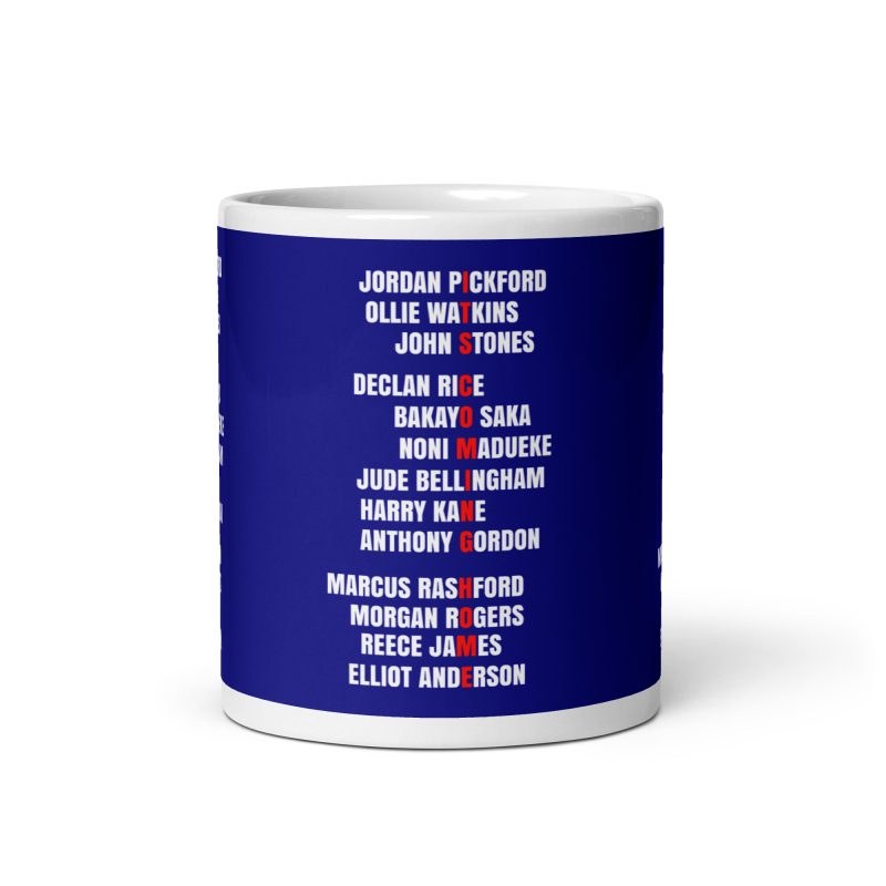 Football Fan Mug 11oz White Ceramic England Inspired Player Names Design