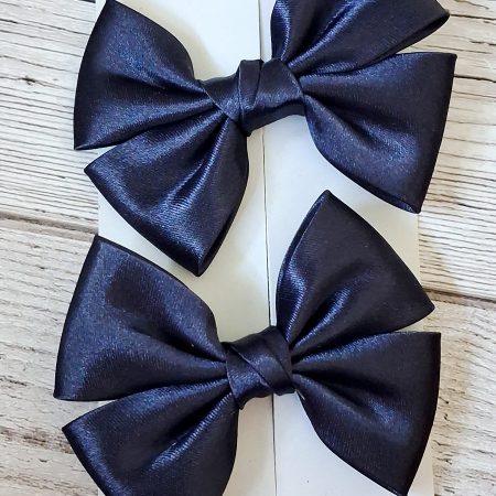 Navy satin bows