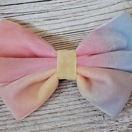 Velvet ombre rainbow hairbow