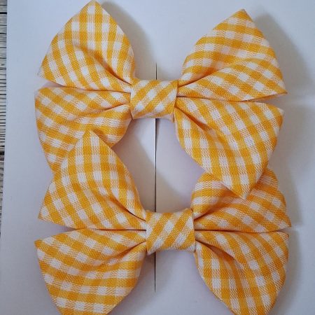 Yellow gingham cotton hairbows
