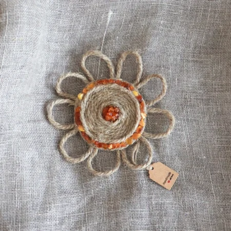 Northern Sun - Handmade Linen Amber Brooch – Sun Floral Design, Natural Materials