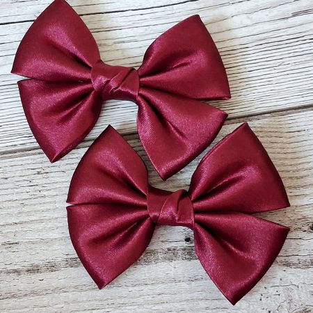 Burgundy bow clips