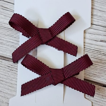 Burgundy 2" dainty bow clips