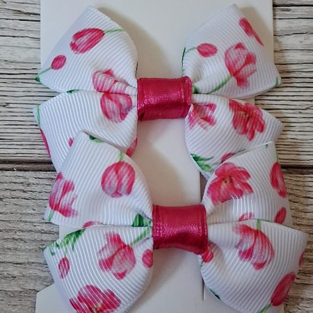 Tulip ribbon hairbow clips