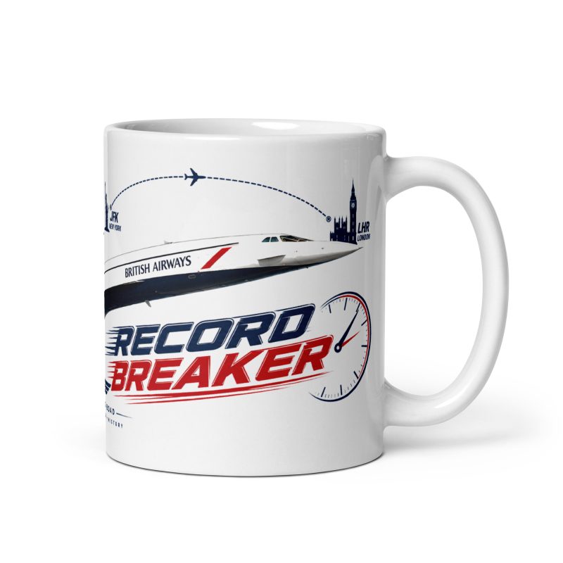Concorde Record Breaker 11oz White Ceramic Aviation Mug – Historic Supersonic Design