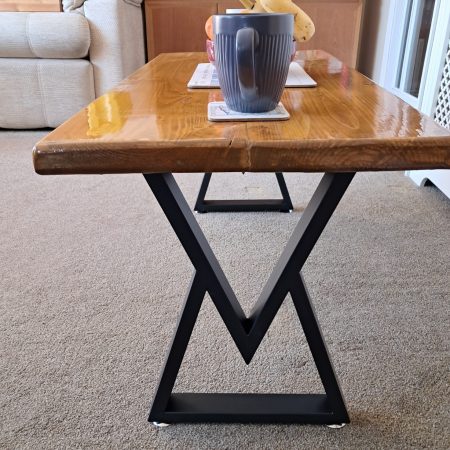 Coffee table from reclaimed scaffold, Light oak with Varnish