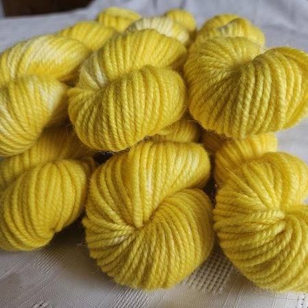 Hand dyed 100% wool yarn.
