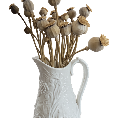 20 Natural Dried Poppy Heads with Stems (30cm) Dried Papaver pods for floristry, home Decor & Crafts