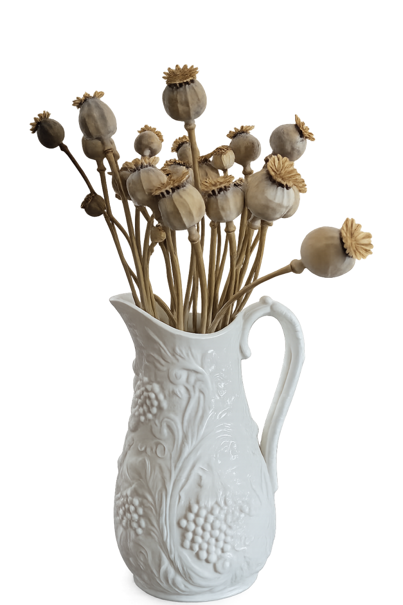 20 Natural Dried Poppy Heads with Stems (30cm) Dried Papaver pods for floristry, home Decor & Crafts