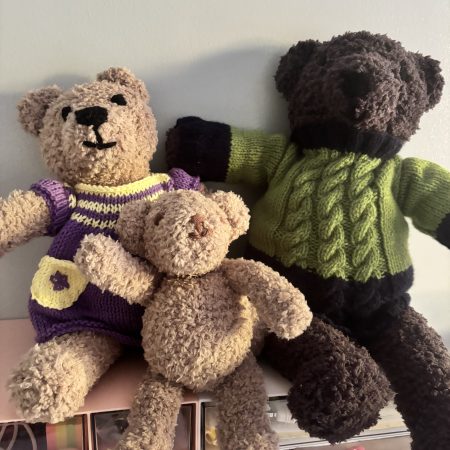 Hand Knitted Teddy Bears in Soft Wool Yarn
