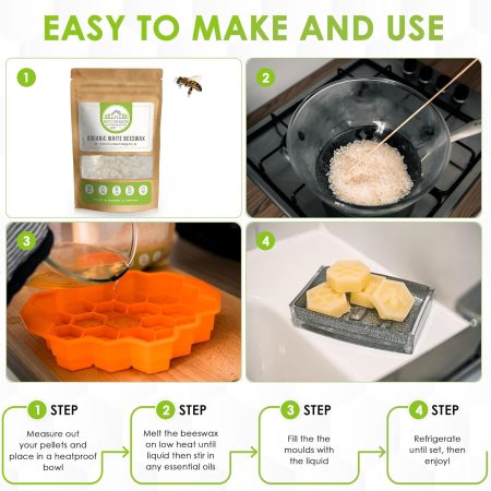 Organic White Beeswax Pellets 500g | Cosmetic Grade Pure Natural Wax for DIY / MINIMUM ORDER 50 PACKS