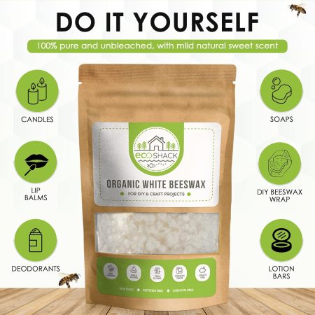 Organic White Beeswax Pellets 500g | Cosmetic Grade Pure Natural Wax for DIY / MINIMUM ORDER 50 PACKS