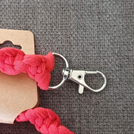 Handmade Macrame Twist Lanyard Keyring – Red