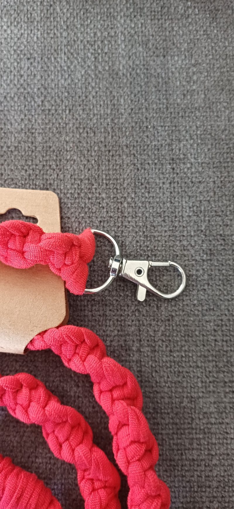 Handmade Macrame Twist Lanyard Keyring – Red