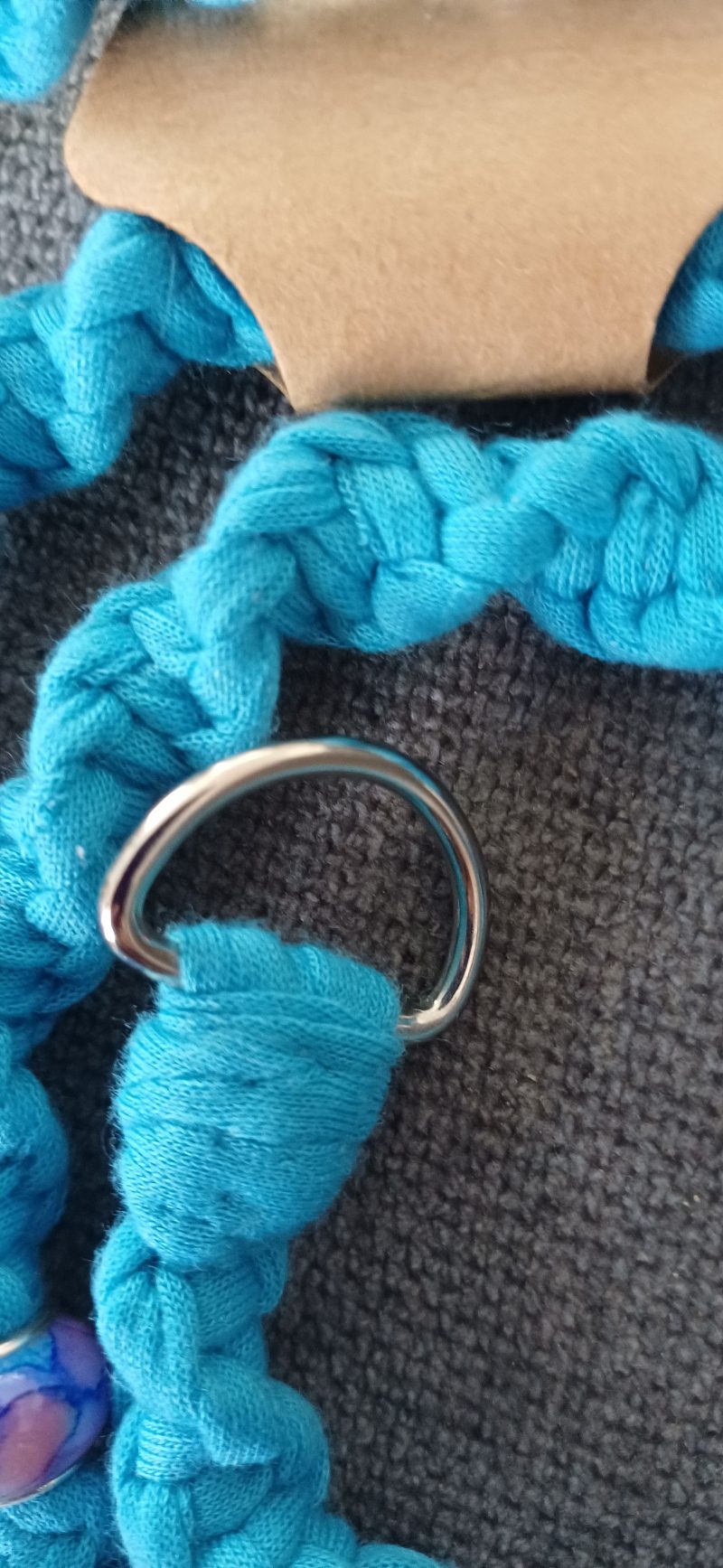 Handmade Macrame Twist Lanyard Keyring – Turquoise with Beads