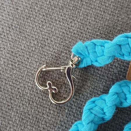 Handmade Macrame Twist Lanyard Keyring – Turquoise with Beads