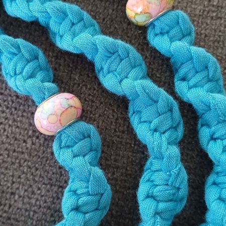 Handmade Macrame Twist Lanyard Keyring – Turquoise with Beads