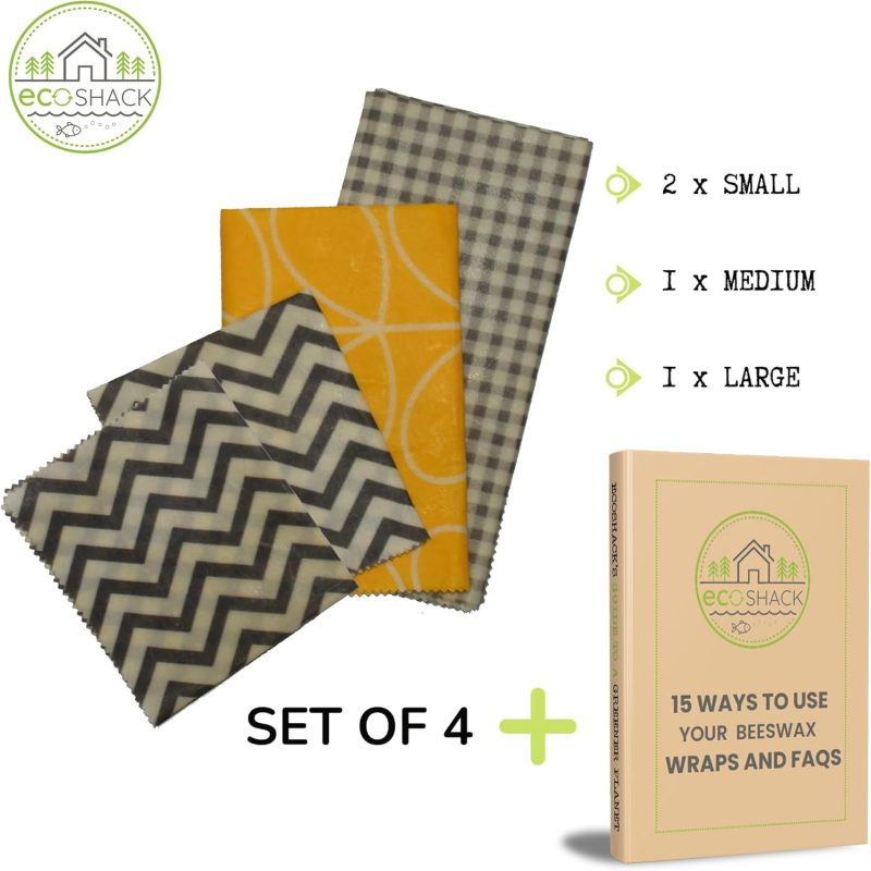 Beeswax Reusable Food Wrap Paper Eco Friendly 4 Pack / MINIMUM ORDER 50 PACKS