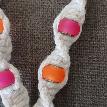 White Twist Knot Macrame Beaded Wristlet