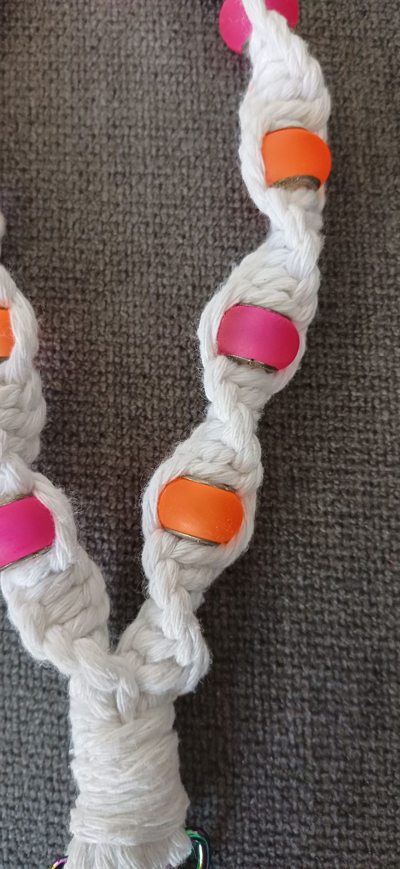 White Twist Knot Macrame Beaded Wristlet