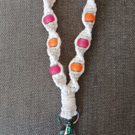 White Twist Knot Macrame Beaded Wristlet