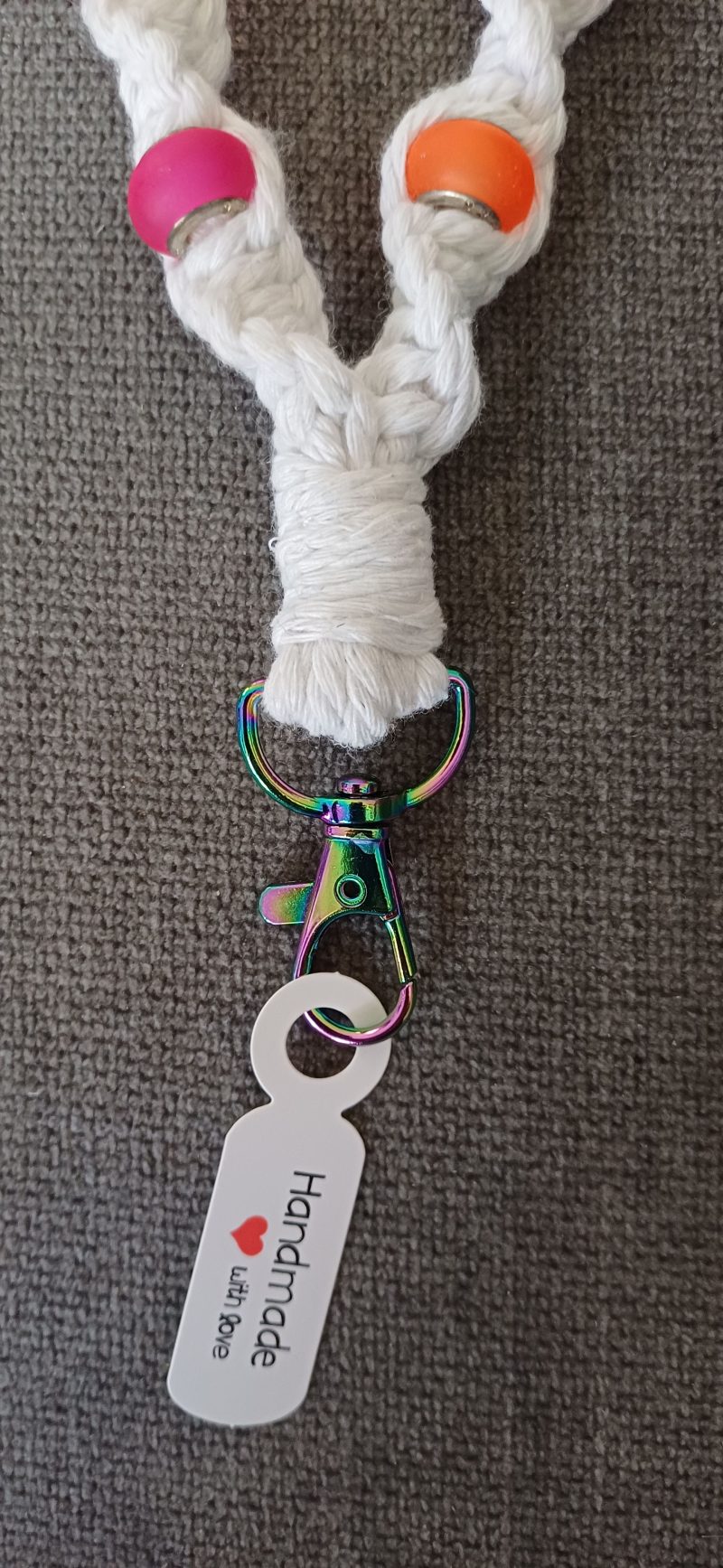 White Twist Knot Macrame Beaded Wristlet