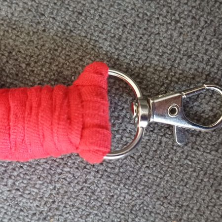 Red Stretchy Twist Knot Macrame Keyring Wristlet