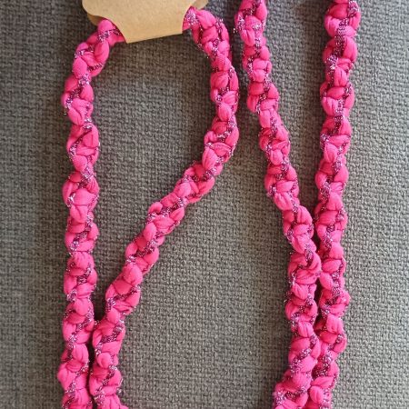 Handmade Macrame Twist Lanyard Keyring – Pink and Sparkly Purple