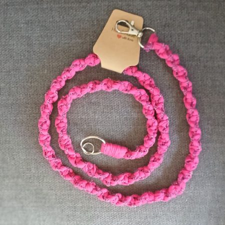 Handmade Macrame Twist Lanyard Keyring – Pink and Sparkly Purple