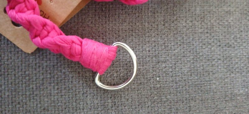 Handmade Macrame Twist Lanyard Keyring – Bright Pink with Beads