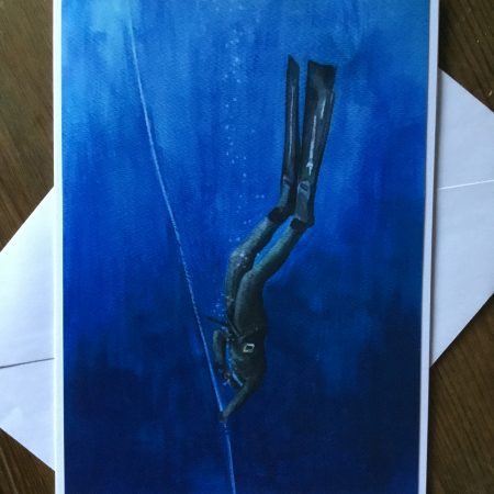 Scuba Diving Watercolour Art Card